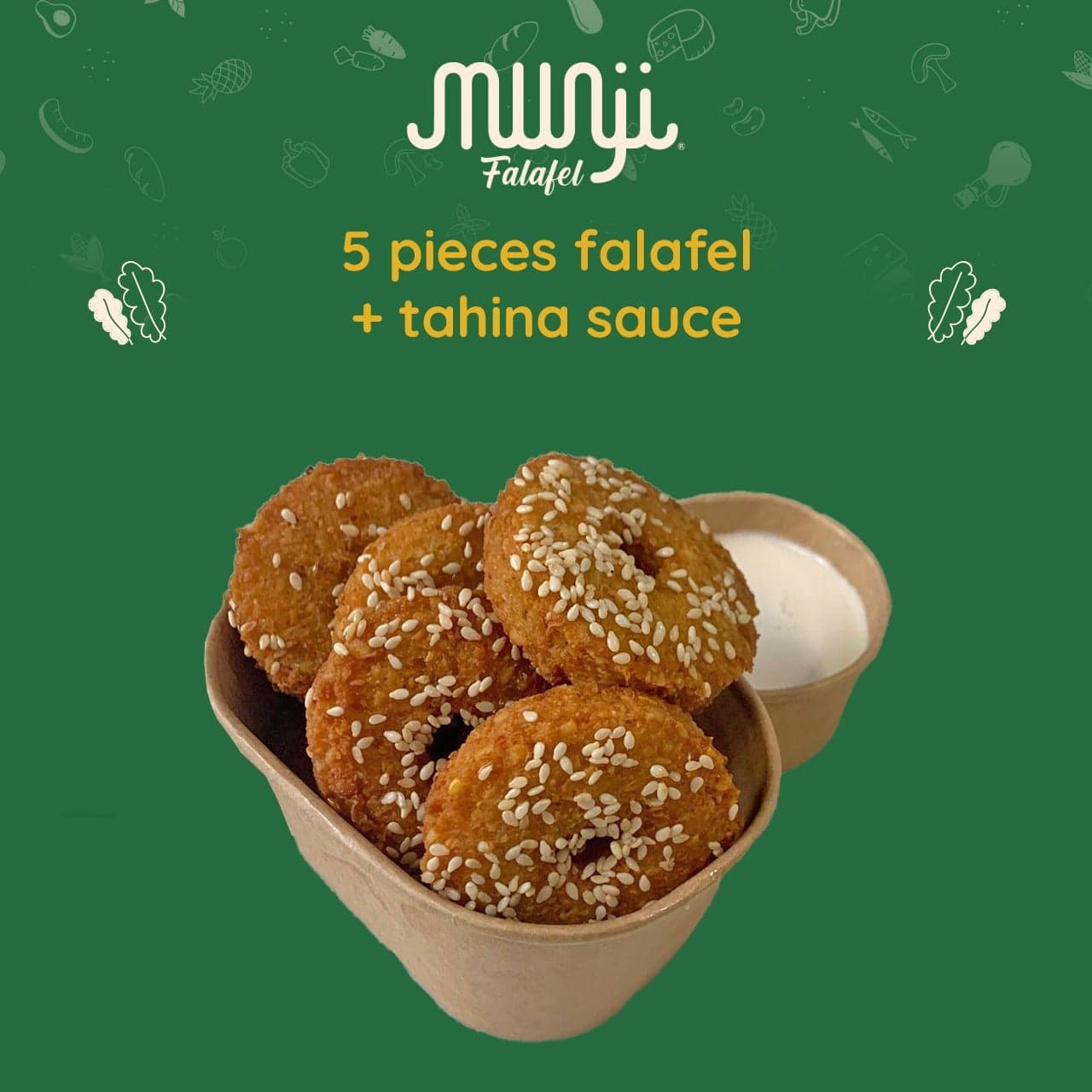 5 stuks falafels + veganistische tahina saus